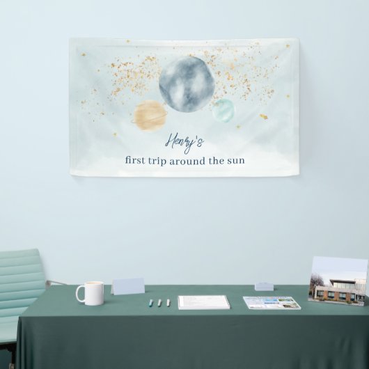 First Trip Around The Sun Birthday Banner Backdrop (Beurs)