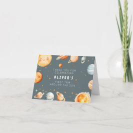 First Trip Around the Sun Birthday Thank You Card Bedankkaart