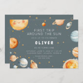 First Trip Around the Sun First Birthday  Kaart (Voorkant / Achterkant)