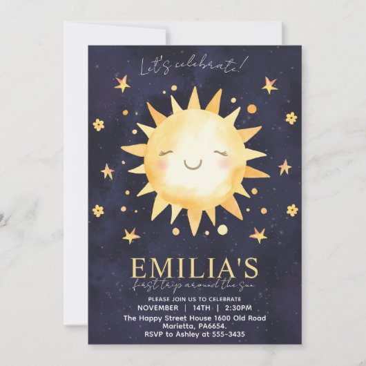 First Trip Around The Sun Invitation for Birthday (Devant)