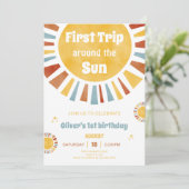 First Trip Around The Sun Invitation Kaart (Staand voorkant)