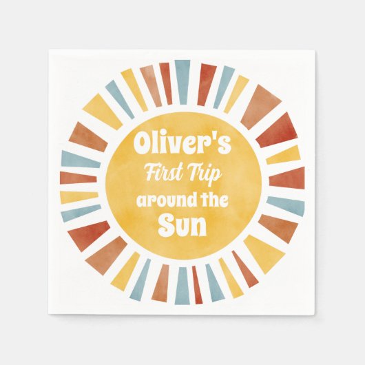 First Trip Around The Sun Invitation Servet (Voorkant)