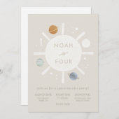 ‘First Trip’ Sun Space Kids Uitnodiging voor verja (Voorkant / Achterkant)