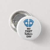 "First Vaderdag" Baby Blue Footprints Button (Voorkant /achterkant)