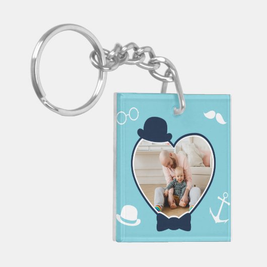 First Vaderdag Custom Photo Cool Hipster Dad Sleutelhanger (Voorkant Links)