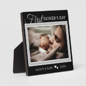 First Vaderdag New Dad Photo Black Fotoplaat (Voorkant)