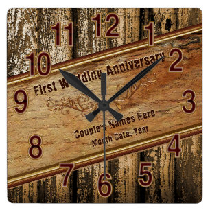 First Wedding Jubileum Gift for Husband, Clock Vierkante Klok
