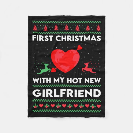First Xmas With My New Girlfriend Men Ugly Christ Fleece Deken (Voorkant)