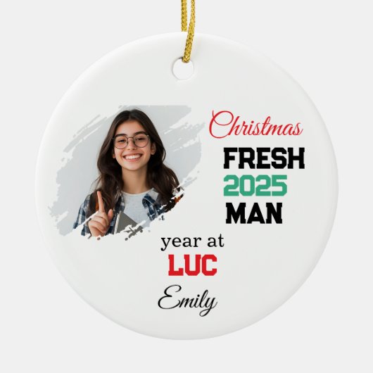 First Year At College Ornament, Custom Freshman  Keramisch Ornament (Voorkant)