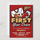 First Year Down - 1st Birthday Football Invitation (Devant)