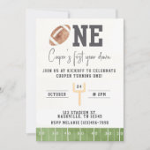 First Year Down First Birthday Invitation Football (Devant)