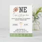 First Year Down First Birthday Invitation Football (Debout devant)
