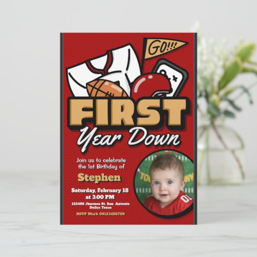 First Year Down - Football with Photo Kaart (Staand voorkant)