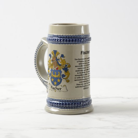 Fischer Family Crest Stein Bierpul (Voorkant links)