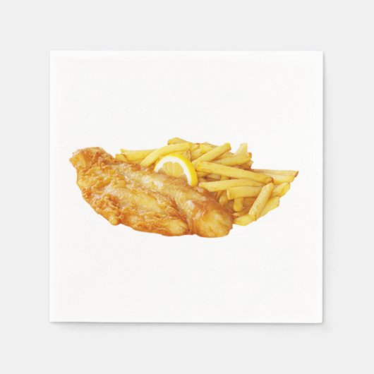 "Fish and Chips" ontwerp papieren servetten (Voorkant)