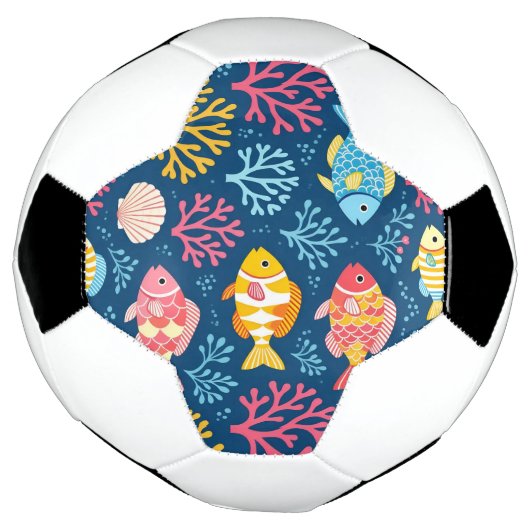 Fish and coral nautical blue voetbal (Gedraaid)