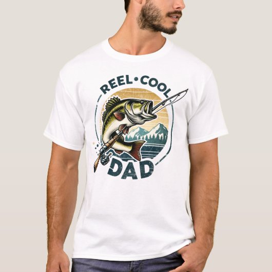 Fish and Rod Reel Cool Dad T-shirt (Voorkant)