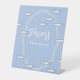 Fish and sea reclamebord met voetstuk