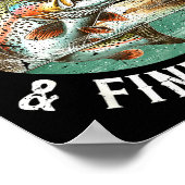 Fish Around Find Trout, Funny Fisherman Fishing Jo Poster (Hoek)