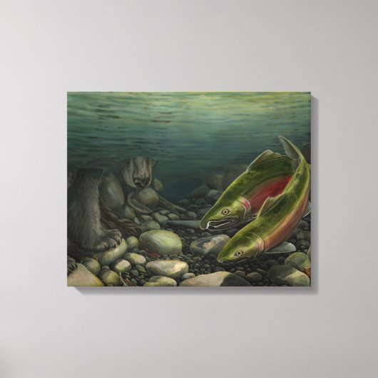 Fish Art Canvas Coho Saumon w. Impression du canev (Recto)