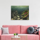 Fish Art Canvas Coho Saumon w. Impression du canev (Insitu(Salon))