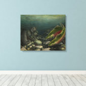 Fish Art Canvas Coho Saumon w. Impression du canev (Insitu (Plancher de Bois))