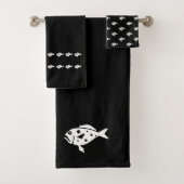 Fish Bath Zwart-witte handdoek set (Insitu)