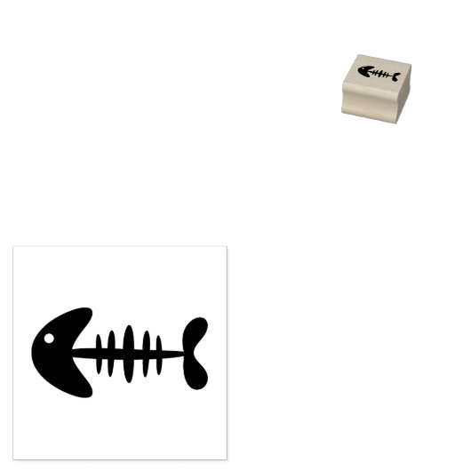 Fish Bone Skelet Whimsical Schattige Eenvoudig Rubberstempel (Gestempeld)