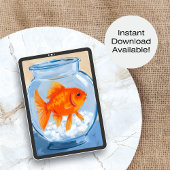 Fish Bowl | Goldfish Watercolor Painted Poster