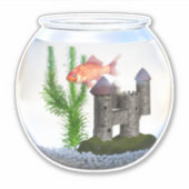 Fish bowl gouden vis aquarium schattig sticker (Voorkant)