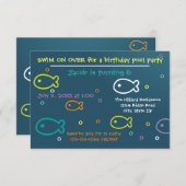 Fish & Bubbles - 3x5 B-day Pool Party uitnodiging (Voorkant / Achterkant)