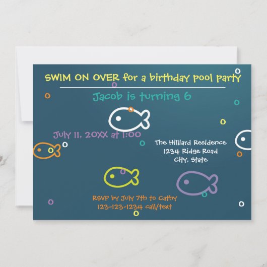Fish & Bubbles - Uitnodiging voor verjaardagspool (Voorkant)