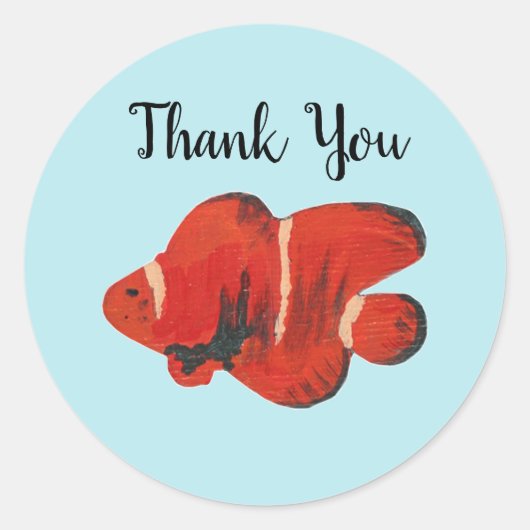 Fish Clownfish Ocean Party Dank u Stickers (Voorkant)