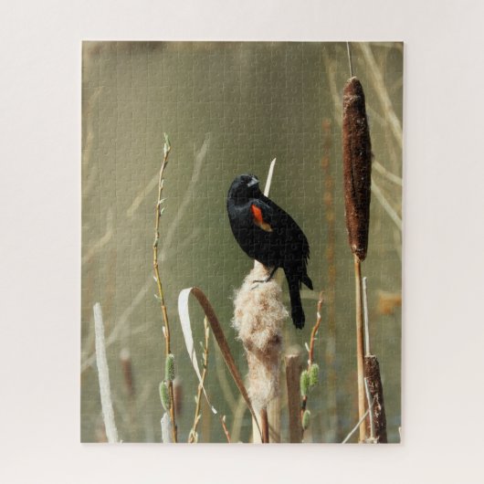Fish Creek Red Wing Blackbird Jigaw Puzzle (Vertical)