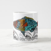 fish design mug/needle punch design/elements extra grote beker (Voorkant)