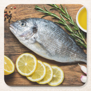Fish Dorado Vierkante Kartonnen Onderzetter
