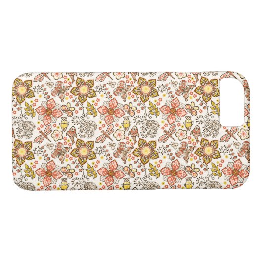 Fish Dragonfly Flower Sinaasappel Yellow Pattern Case-Mate iPhone Case (Achterkant (Horizontaal))