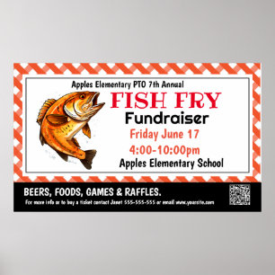 FISH fry Fondsenwerving PTO PTA Kerk Banner Poster