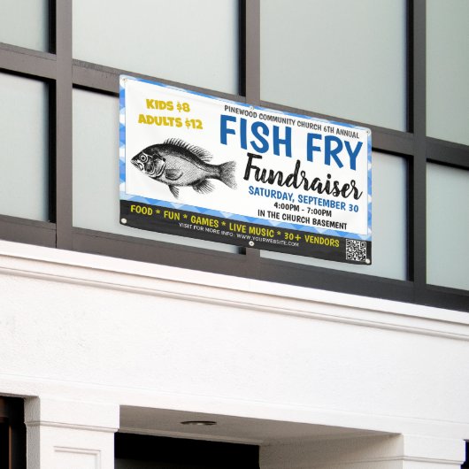 Fish Fry Fundraiser Banner (Buitenkant Gebouw)