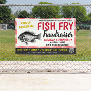 Fish Fry Fundraiser Banner met qr-code