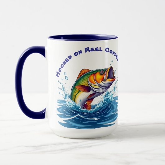 Fish-Funny-Hooked op Reel Koffie Mok (Links)