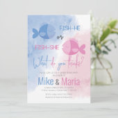 Fish-he of Fish-she uitnodiging voor geslachtsonth (Staand voorkant)