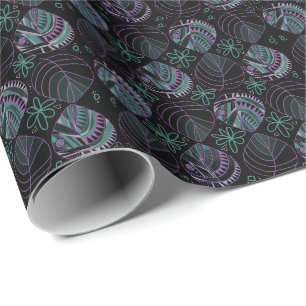 Fish Head verlaat nieuwe Blauwgroen Mauve Black Cadeaupapier