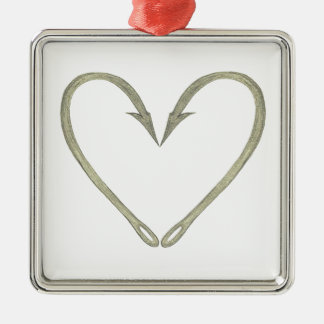 Fish Hook Heart Metalen Ornament
