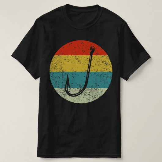 FISH HOOK retro silhouette 70s T-shirt (Design voorkant)