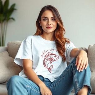 Fish-Hooked op Summer-Cherry Red T-shirt