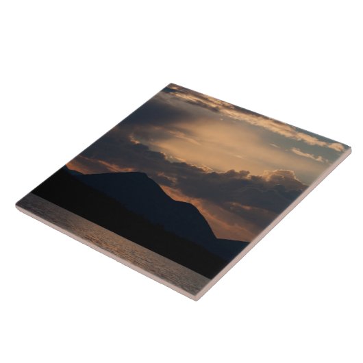 Fish Lake Sunset Geen tekst Tegeltje (Zijkant)