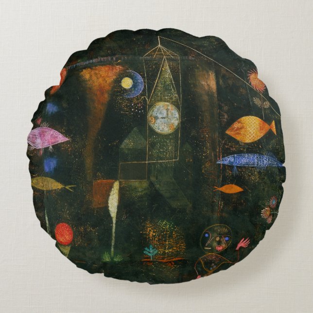 Fish Magic - Paul Klee Rond Kussen (Voorkant)