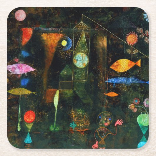 Fish Magic, Paul Klee Vierkante Kartonnen Onderzetter (Voorkant)