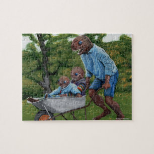 Fish Man Fall Amusant Imaginaire Art Petit Puzzle